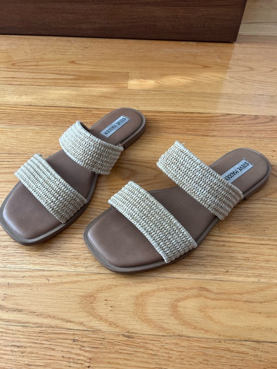 Steve Madden Shoes - Steve Madden Neutral Woven Double-Strap Slide Sandals